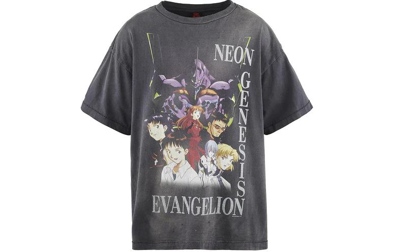 SAINT Mxxxxxx x Neon Genesis Evangelion SS24 Graphic Black Unisex T-Shirt. SM-YS8-0000-C24