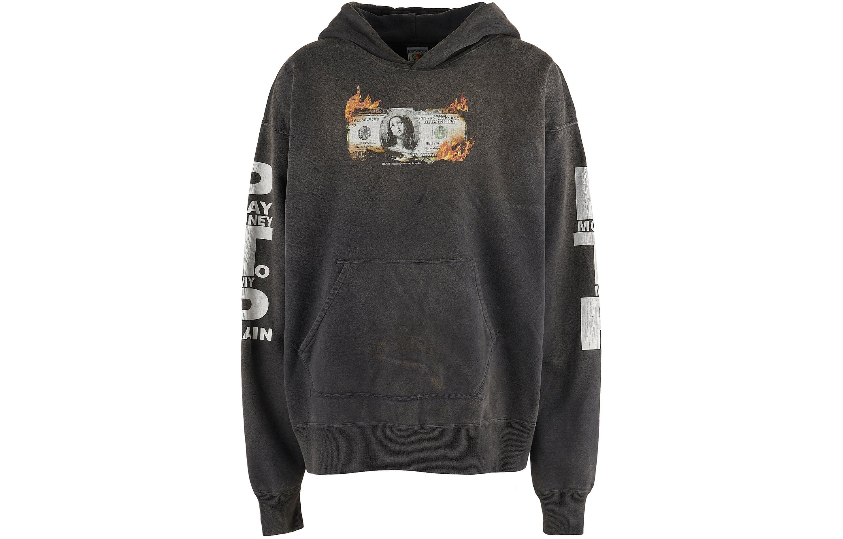 SAINT Mxxxxxx x Pay money To my Pain SS24 Black Graphic Hoodie Mens SM-YS8-0000-C51