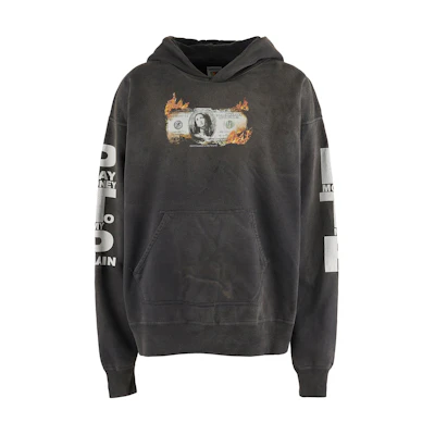 SAINT Mxxxxxx Pay money To my Pain SS24 Black Graphic Hoodie Mens SM-YS8-0000-C51