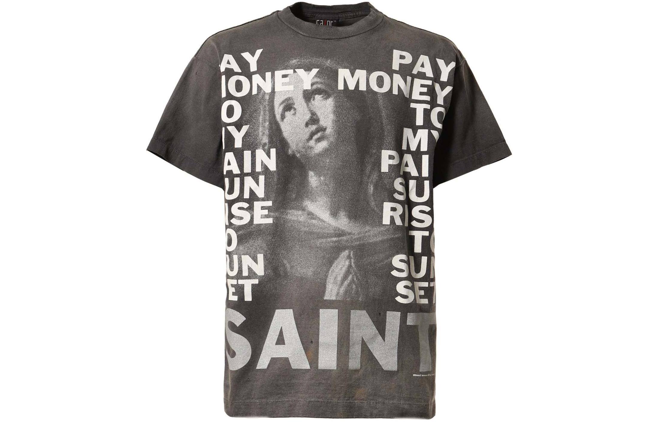 Order SAINT Mxxxxxx x Pay Money To My Pain SS24 灰色圖案短袖T恤 SM-YS8-0000-C49