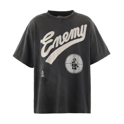 SAINT Mxxxxxx Public Enemy Black Graphic Logo Oversized T-Shirt Unisex FW24. SM-YS1-0000-C18