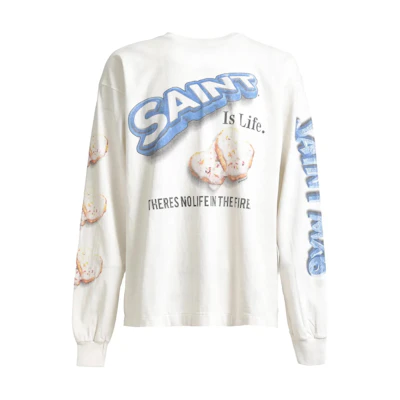 SAINT Mxxxxxx SHERMER ACADEMY FW24 White Graphic Long Sleeve T-Shirt SM-YS1-0000-C39