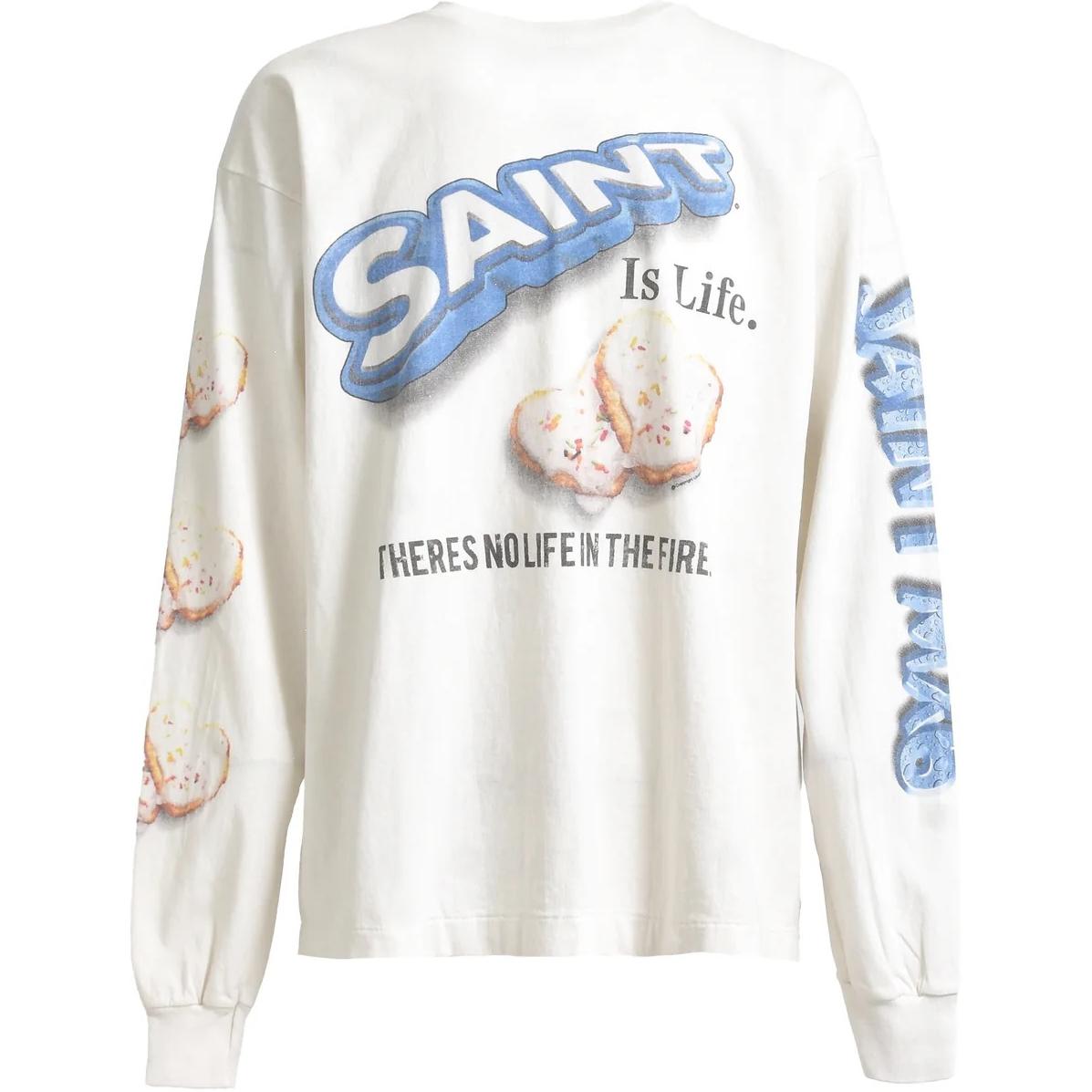 Order SAINT Mxxxxxx x SHERMER ACADEMY FW24 白色印花長袖T恤 SM-YS1-0000-C39