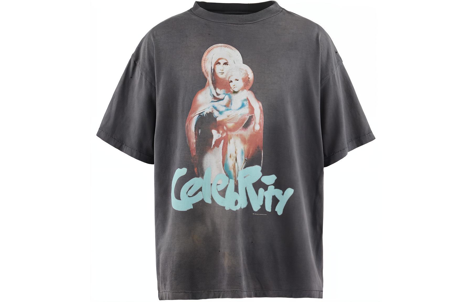 SAINT Mxxxxxx x SHERMER ACADEMY SS24 Graphic Crewneck Grey Short Sleeve Tee Mens SM-YS8-0000-C39