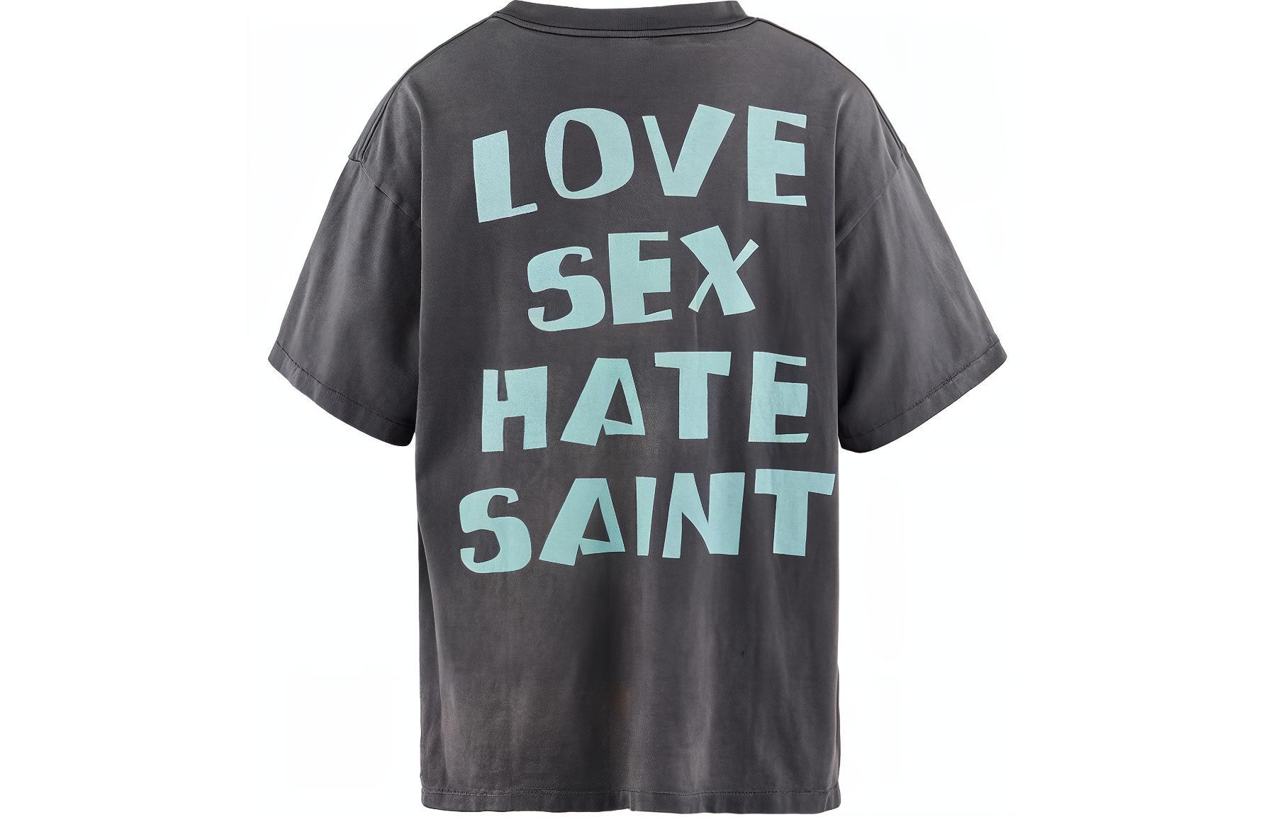 Lookbook SAINT Mxxxxxx x SHERMER ACADEMY SS24灰色短袖圖案T恤男款 SM-YS8-0000-C39