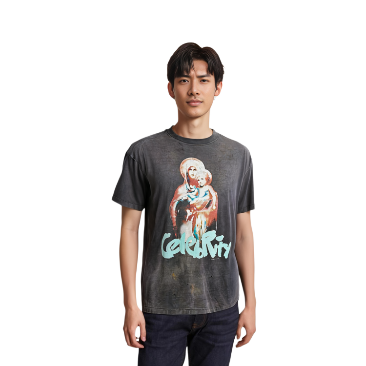 Details for SAINT Mxxxxxx x SHERMER ACADEMY SS24灰色短袖圖案T恤男款 SM-YS8-0000-C39