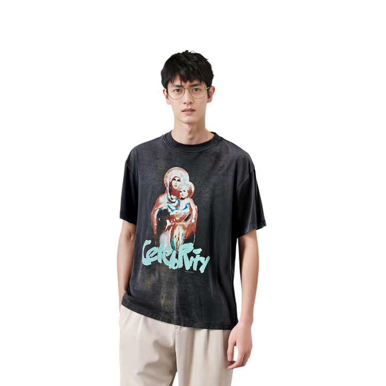 Sizing SAINT Mxxxxxx x SHERMER ACADEMY SS24灰色短袖圖案T恤男款 SM-YS8-0000-C39