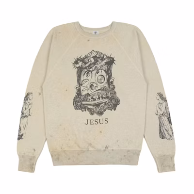 SAINT Mxxxxxx Takashi Murakami Jesus Crewneck Sweatshirt Khaki Unisex SM-FW21-003
