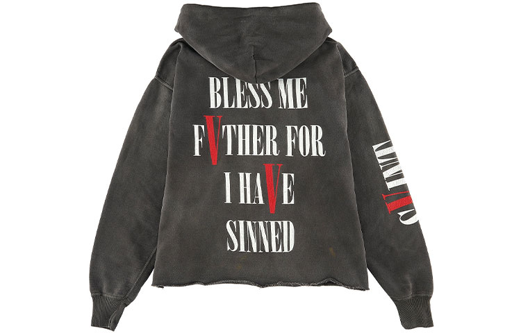 Lookbook SAINT Mxxxxxx x VLONE 黑色连帽衫 字母印花 男女同款设计 SM-S22-0000-070