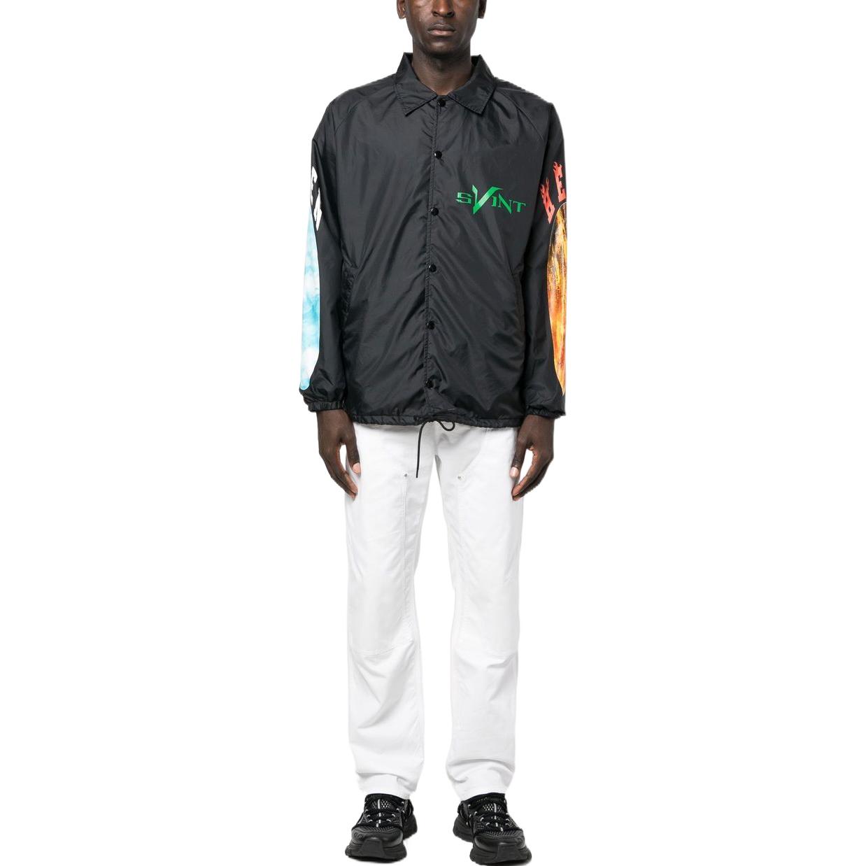 Lookbook SAINT Mxxxxxx X VLONE 聯名款黑色教練外套 時尚外套 SM-A22-0000-082