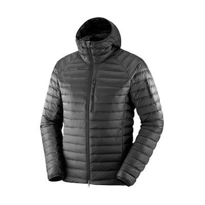 SALOMON Black Hooded Down Jacket Lightweight Full-Zip Outerwear LC2104200