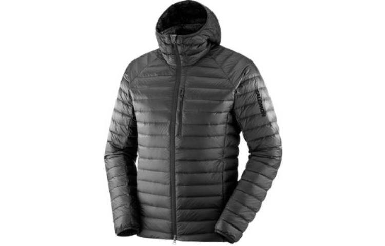 Order サロモン ブラック フード付き ダウンジャケット 軽量 フルジップ アウターウェア LC2104200