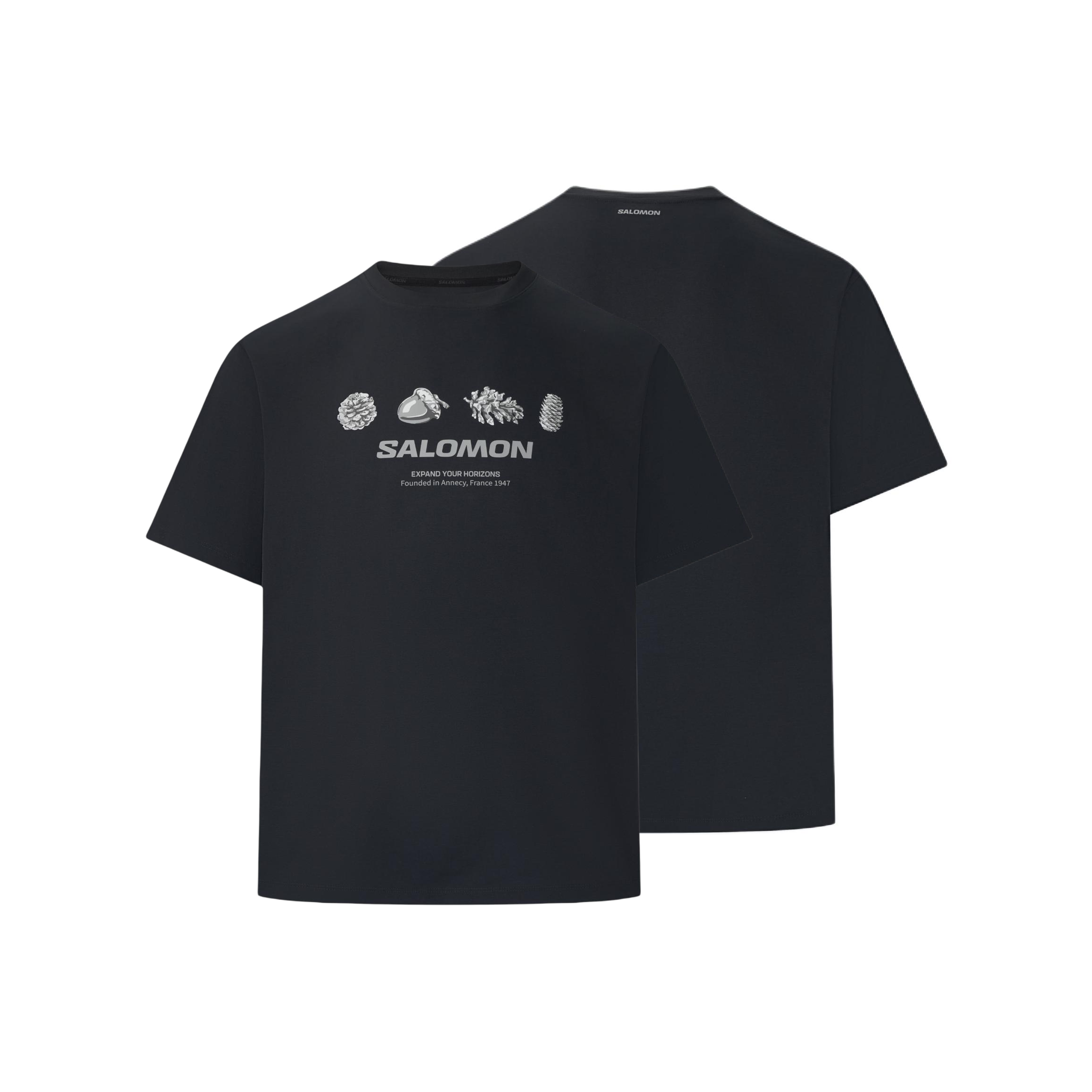 Salomon  Hiking Crest SS Black Outdoor Graphic T-Shirt LD0029100