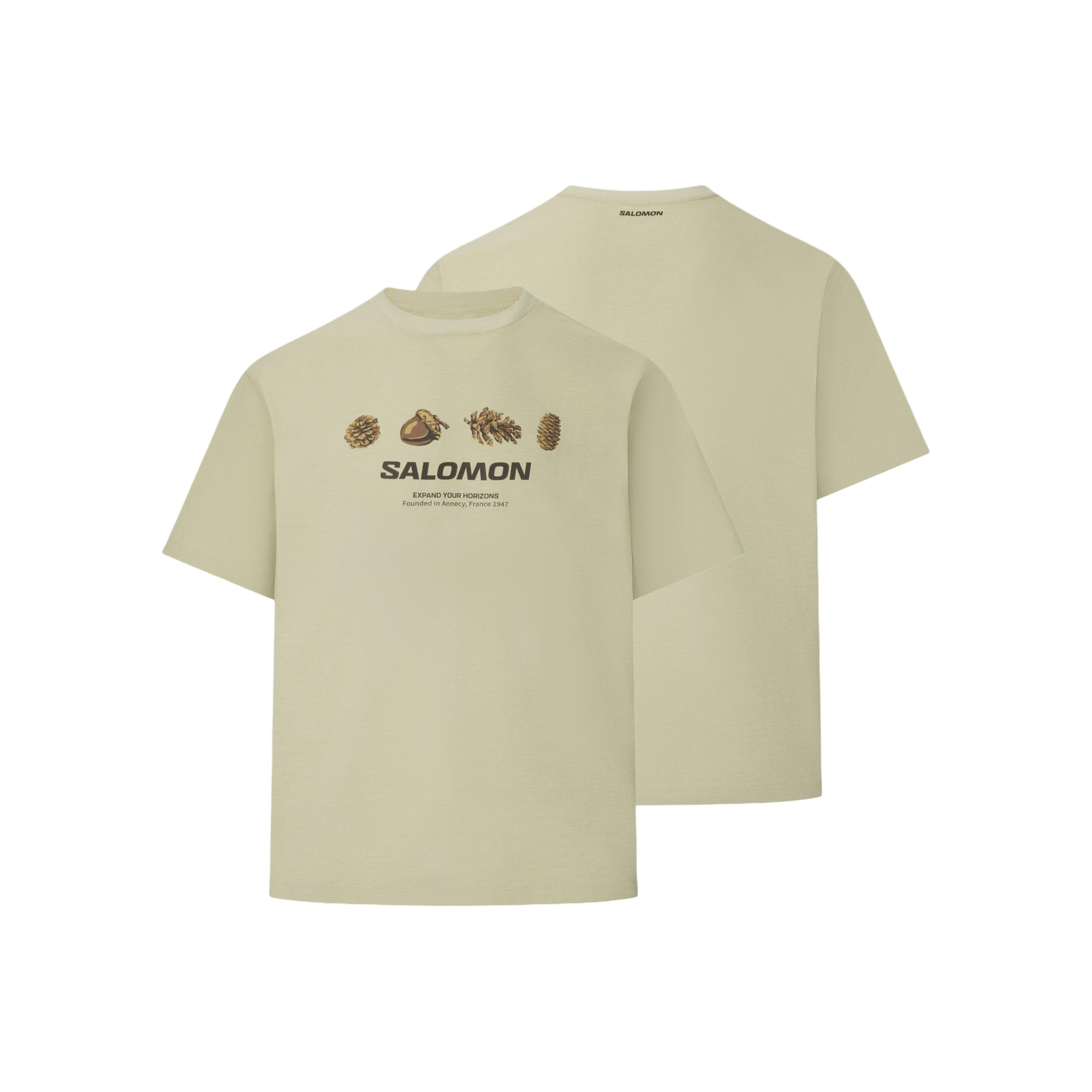 Salomon  Hiking Crest SS Graphic Tee Gray Mint Outdoor Casual T-Shirt LD0029200