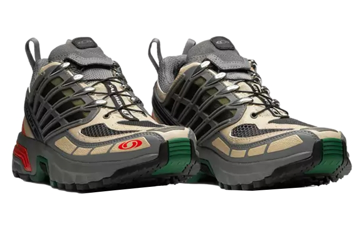 Lookbook 【採買上架 無需審核】SALOMON ACS Pro 戶外低幫機能透氣舒適運動跑步鞋 男女同款 銀色/紅色