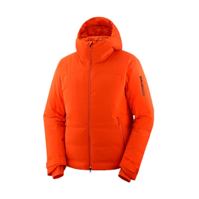 Salomon Alpenflow Down Hooded Jacket Red Letter Print Zip Long Sleeve LC2141900