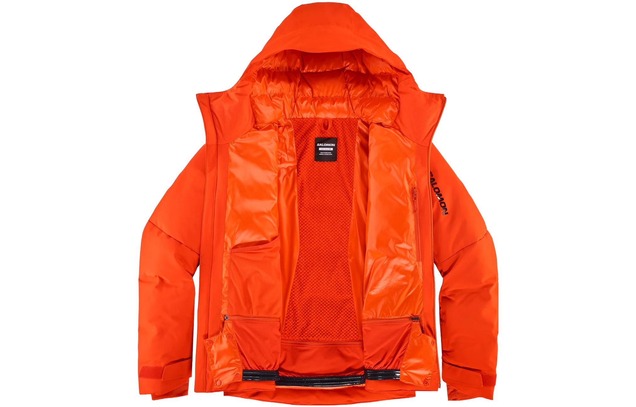 Lookbook Salomon红色字母印花连帽羽绒夹克长袖外套 LC2141900