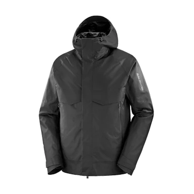 Salomon Black Convertible Zip Hoodie Logo Print Jacket LC2105300