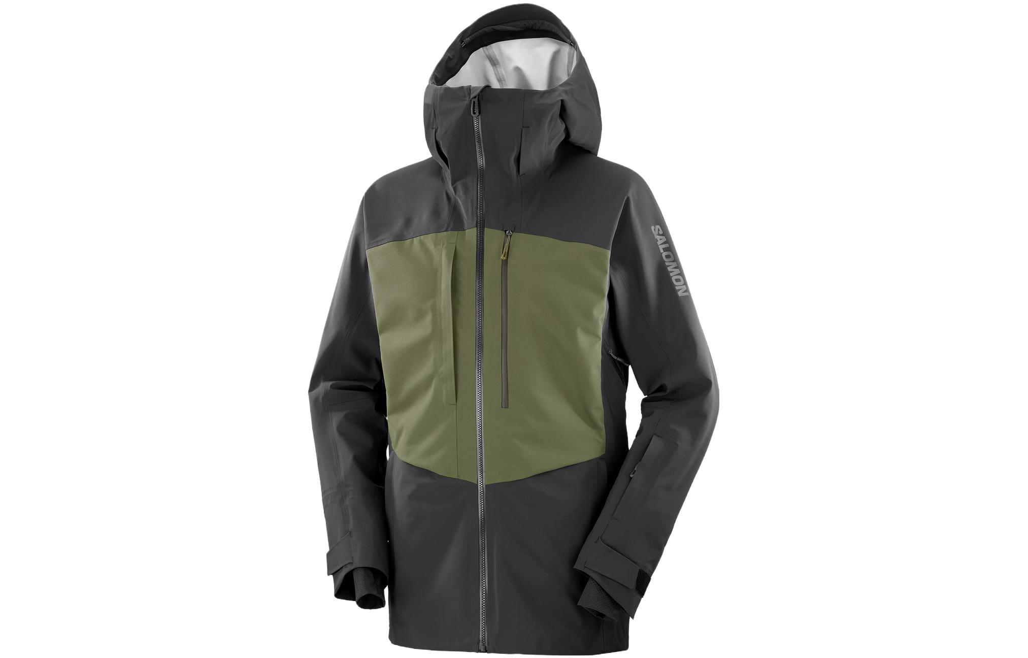 Salomon Black Green Patchwork Hooded Zip-Up Casual Jacket LC2161600