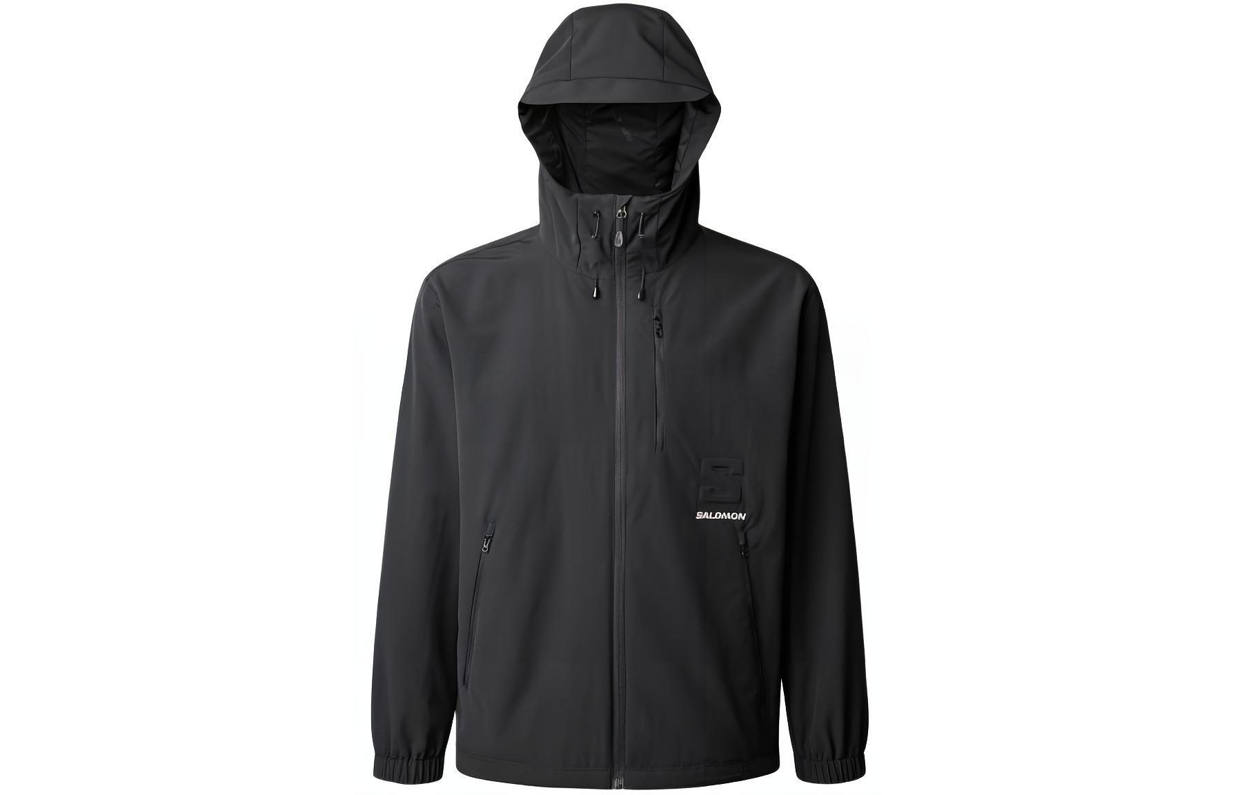 Salomon Black Hooded Slim Fit Full-Zip Jacket LC2547700
