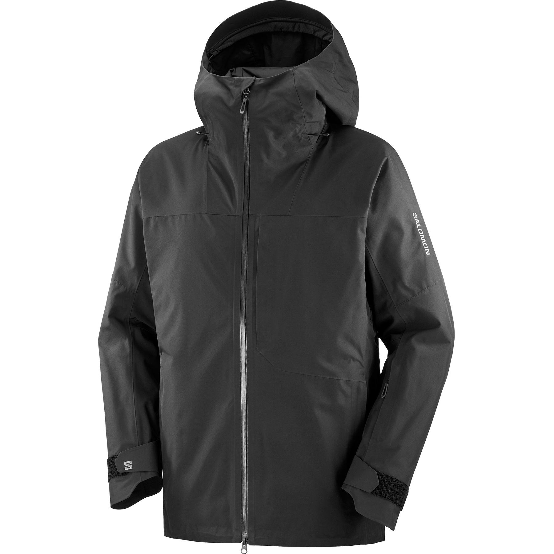 SALOMON Black Logo Print Zip-Up Hooded Jacket LC2305100