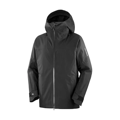 SALOMON Black Logo Print Zip-Up Hooded Jacket LC2305100