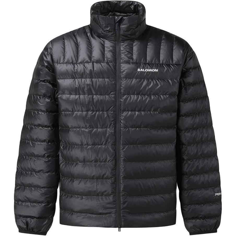 Salomon Black Puffer Jacket with Logo Design and Stand Collar LC2561700