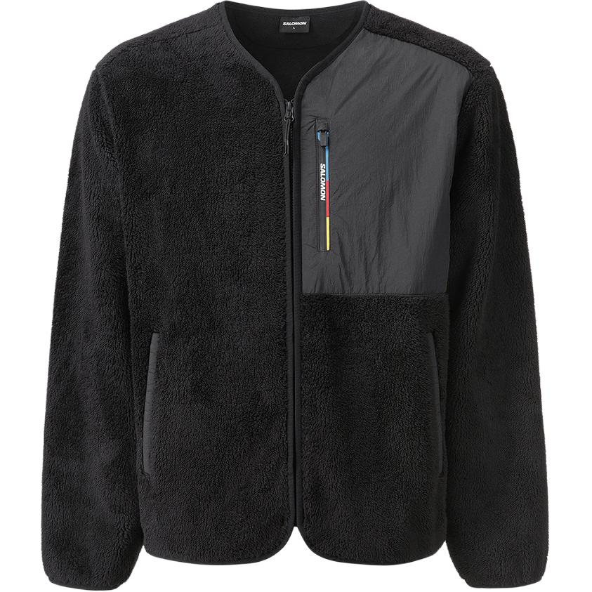 Salomon Black Solid V-Neck Zip Long Sleeve Jacket LC2577200