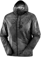 Salomon Black Splash Ink Logo Zipper Hoodie Jacket LC1868000 Salomon Black Splash Ink Logo Zipper Hoodie Jacket LC1868000