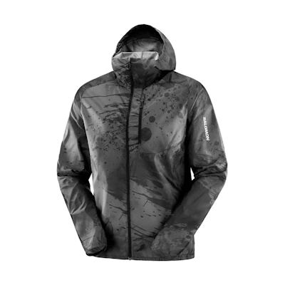Salomon Black Splash Ink Logo Zipper Hoodie Jacket LC1868000