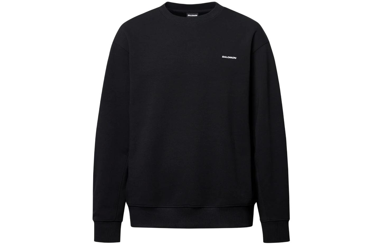 Salomon Black Unisex Logo Print Crewneck Sweatshirt Loose Fit Long Sleeve LC2394900