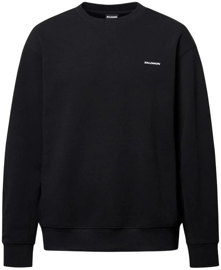 salomon-black-unisex-logo-print-crewneck-sweatshirt-loose-fit-long-sleeve-lc-2394900
