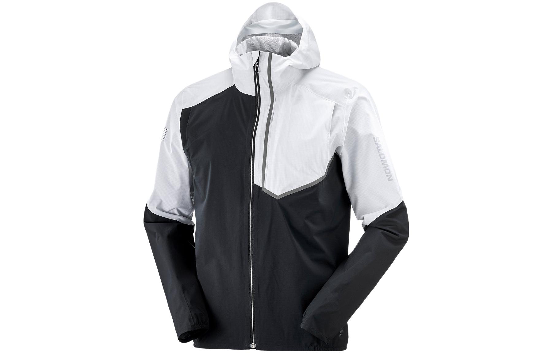 Salomon Black White Fitted Hooded Zip Jacket LC1864900