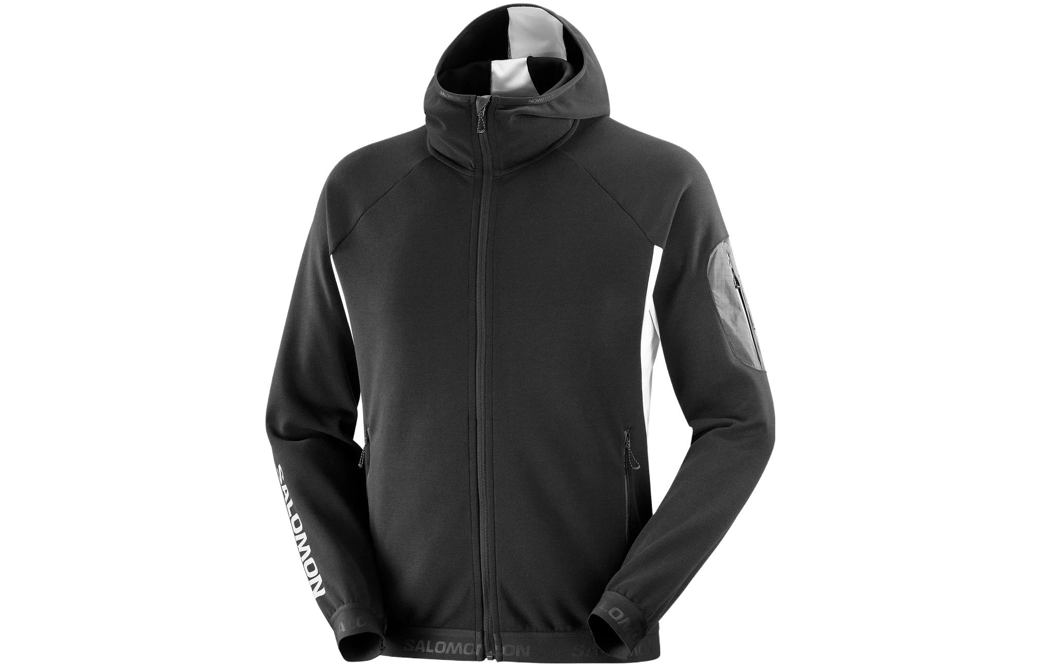 Salomon Black White Zipped Hooded Jacket LC2004000