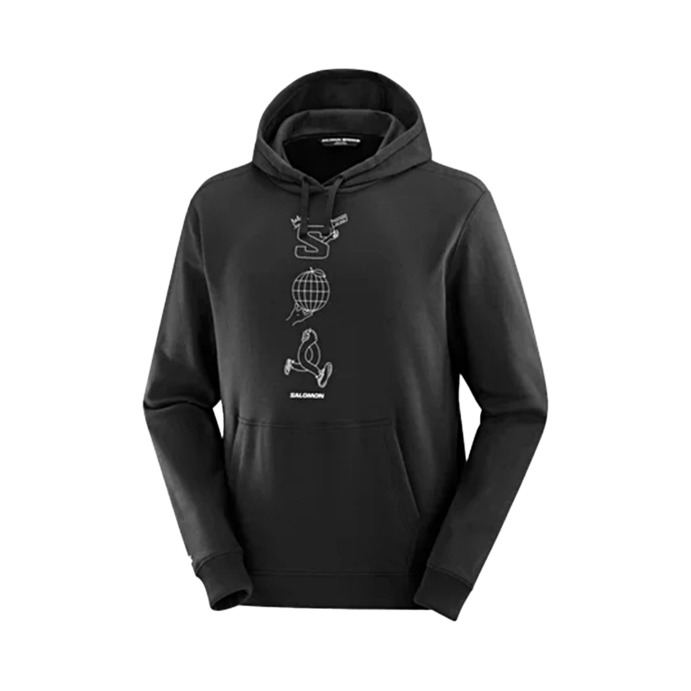 Salomon Black WORTHY Graphic Hoodie - Comfortable & Breathable Design LC2286800