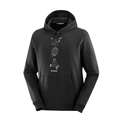 Salomon Black WORTHY Graphic Hoodie - Comfortable & Breathable Design LC2286800