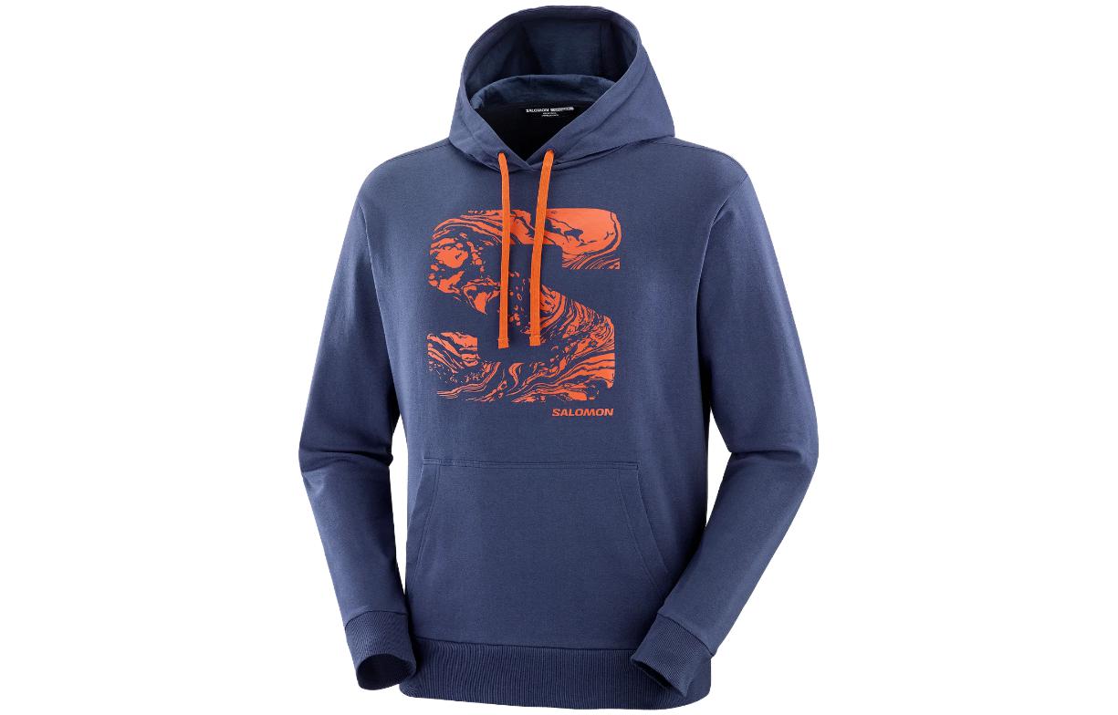 Salomon Blue Graphic Logo Print Hooded Sweatshirt LC2100500