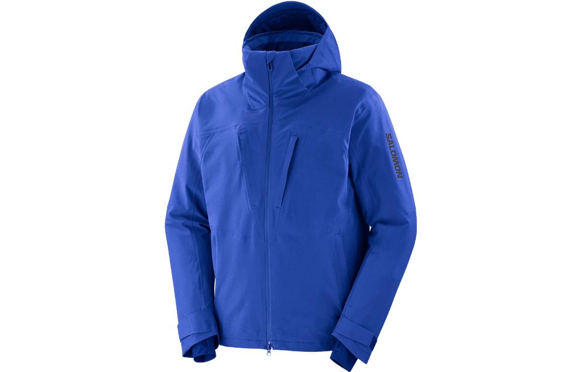 Salomon Blue Insulated Hooded Jacket - Solid Color Zip-Up LC2159300