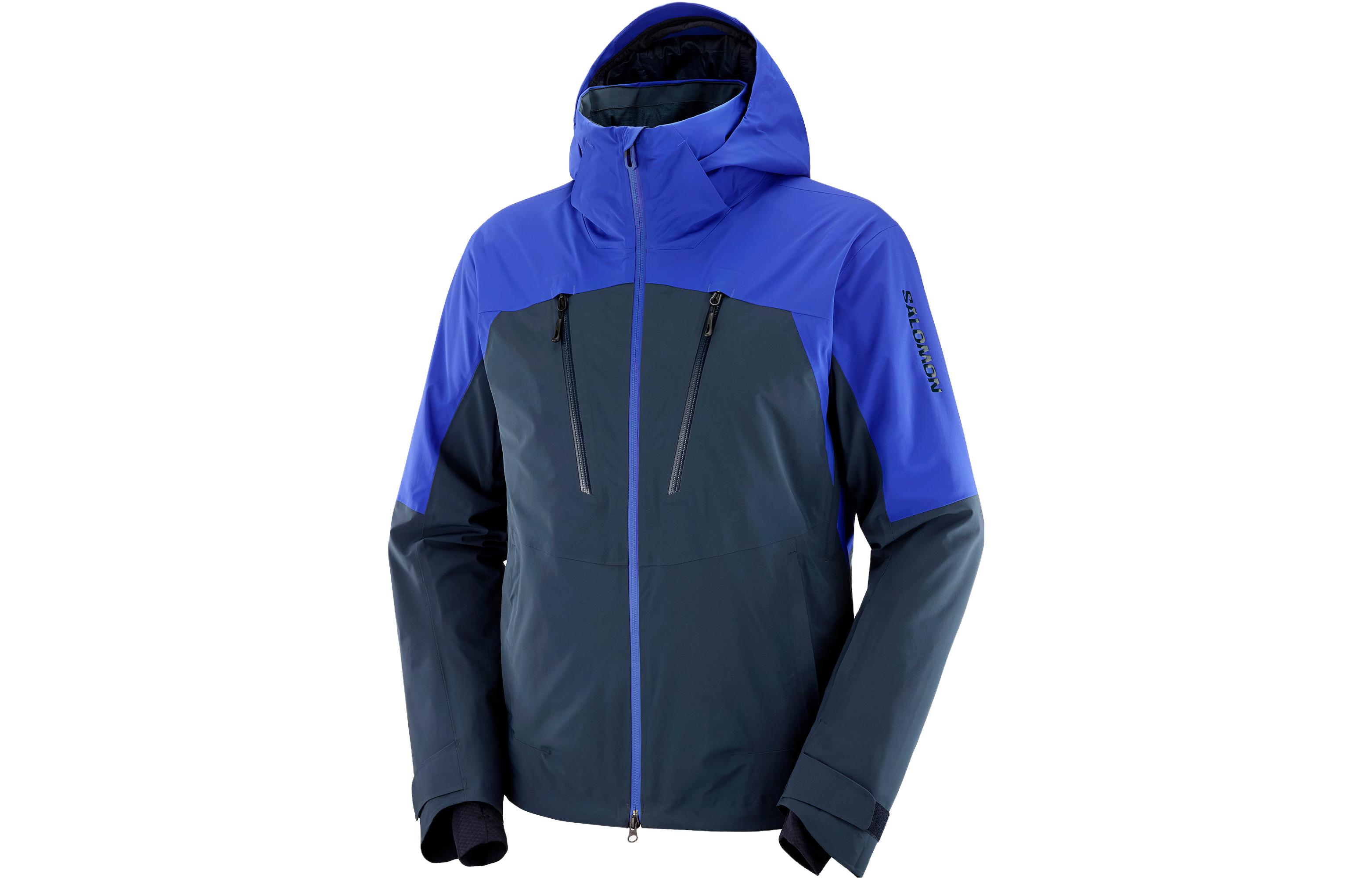 Salomon Blue Insulated Hooded Jacket with Fitted Panels and Zipper LC2142300