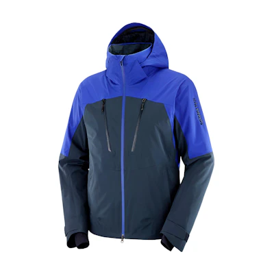 Salomon Blue Insulated Hooded Jacket with Fitted Panels and Zipper LC2142300