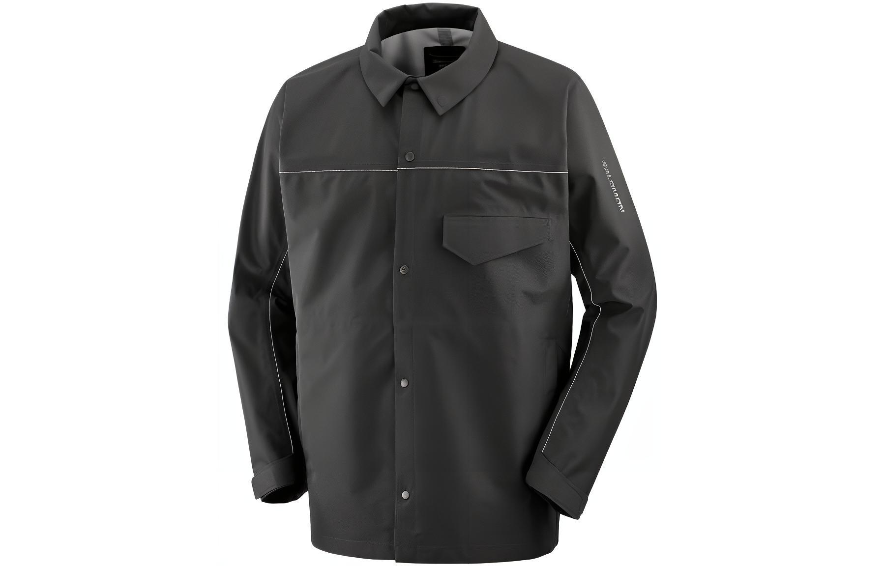 Salomon Boardworks Black Letter Print Long Sleeve Polo Jacket LC2120200