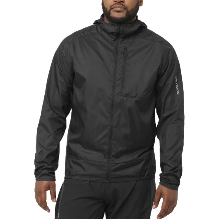 Shop Salomon Bonatti Black Waterproof Windproof Hooded Running Jacket LC2044400