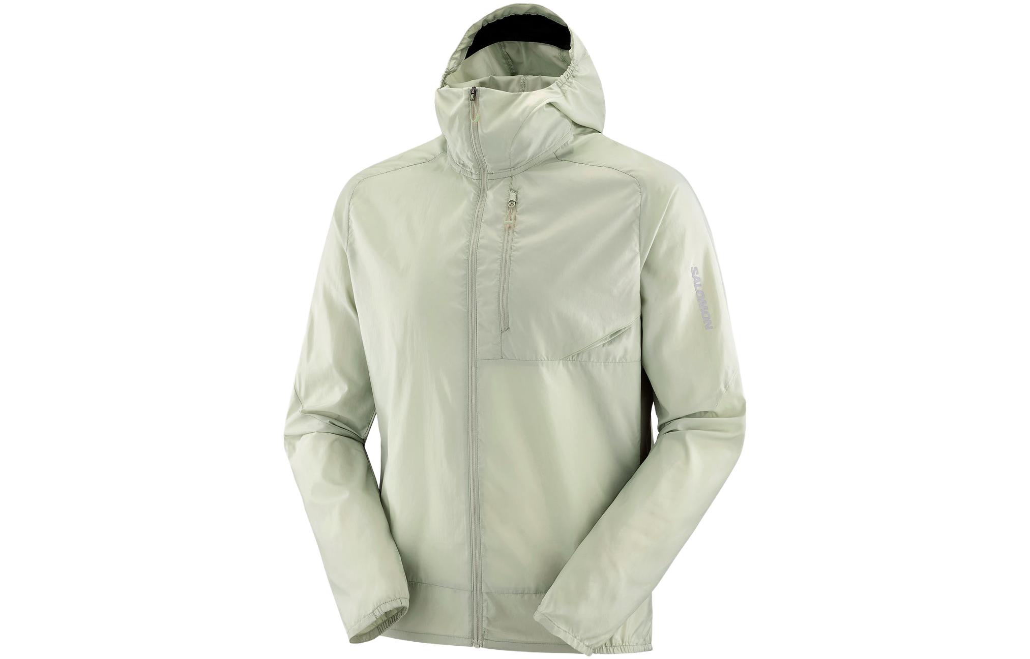 Salomon Bonatti Cross Wind Green Full-Zip Hoodie Jacket with Letter Print LC2136000