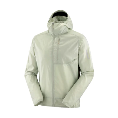 Salomon Bonatti Cross Wind Green Full-Zip Hoodie Jacket with Letter Print LC2136000