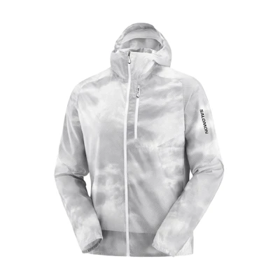 Salomon Bonatti Cross Wind Reflective Breathable Hooded Training Jacket Frost Gray LC2254500