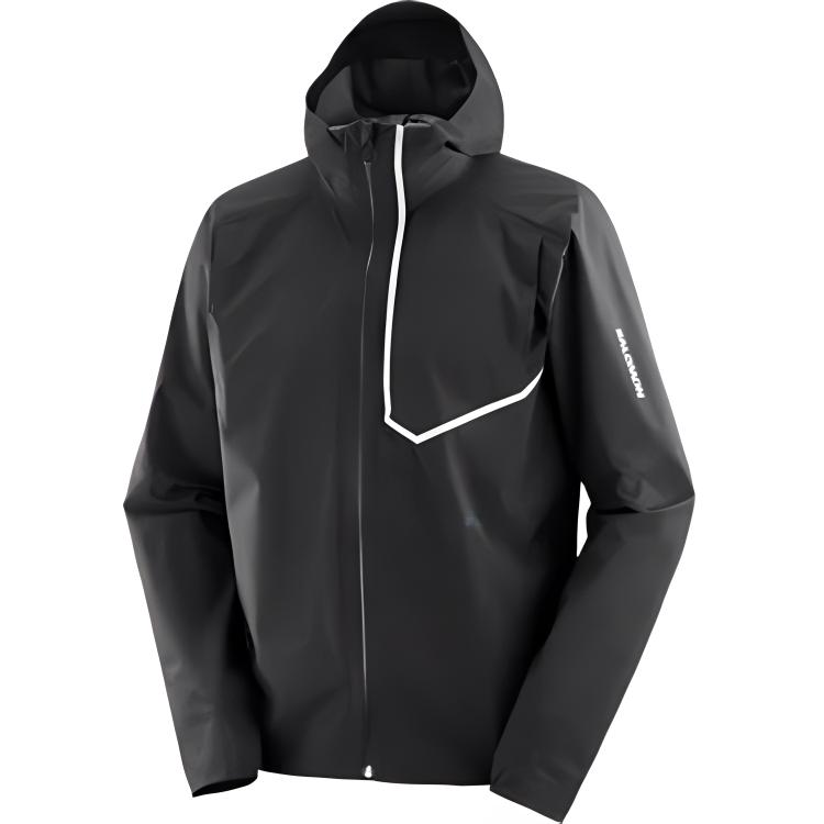 Salomon Bonatti Trail  Black Hooded Zip Long Sleeve Jacket with Letter Print. LC2175000