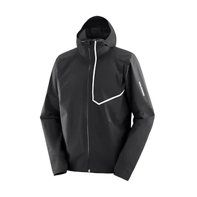 Salomon Bonatti Trail Black Hooded Zip Long Sleeve Jacket with Letter Print. LC2175000