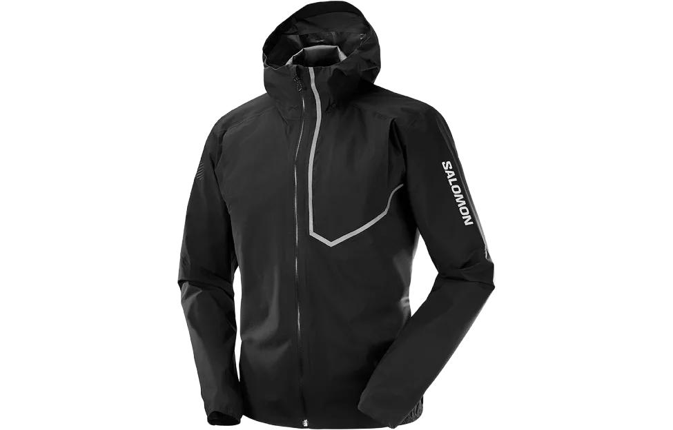 Salomon Bonatti Trail Jacket Black Hooded Zip-Up with Letter Print Design LC1865000