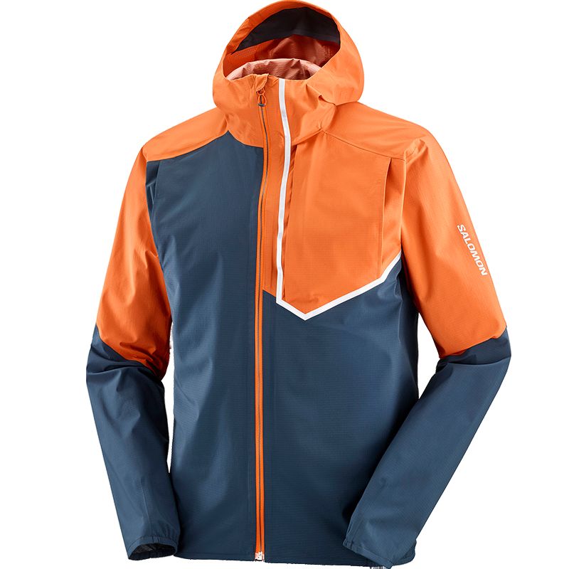 SALOMON BONATTI TRAIL Waterproof Colorblock Jacket in Burnt Sienna LC2135500