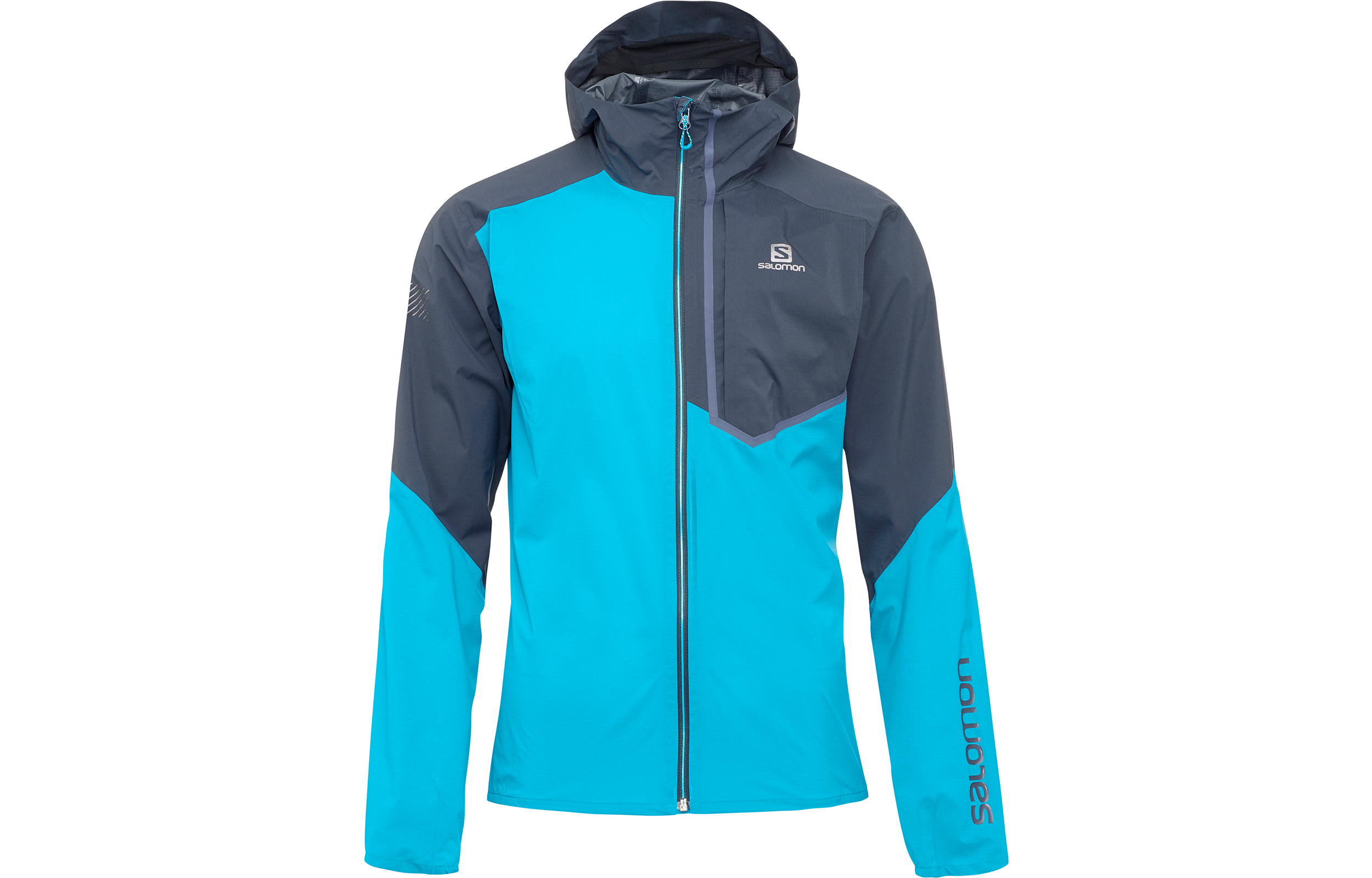 Salomon Bonatti Trail Waterproof Jacket Blue - Unisex Hooded Logo Outdoor Jacket C16141